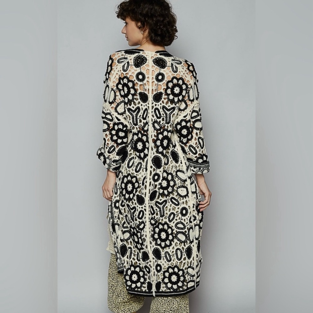 POL Floral Crochet Cardigan